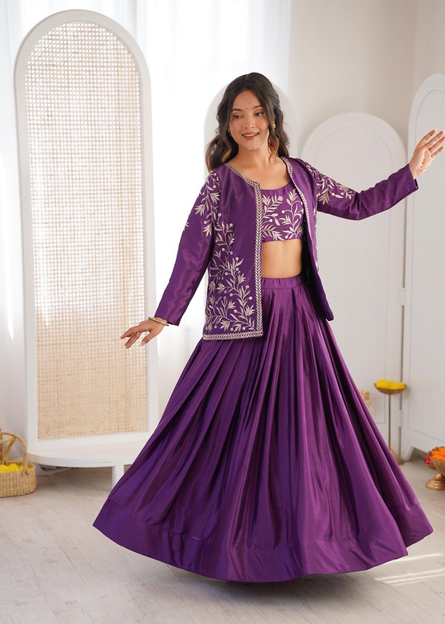 Purple Jacket Lehenga