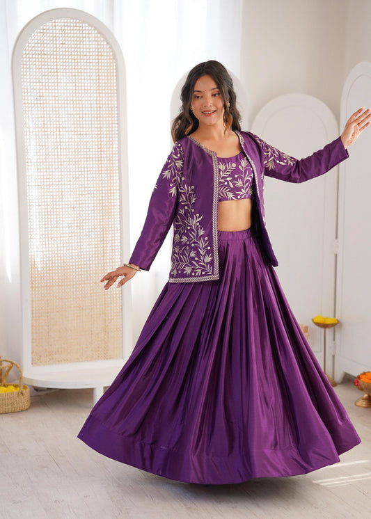 Purple Jacket Lehenga